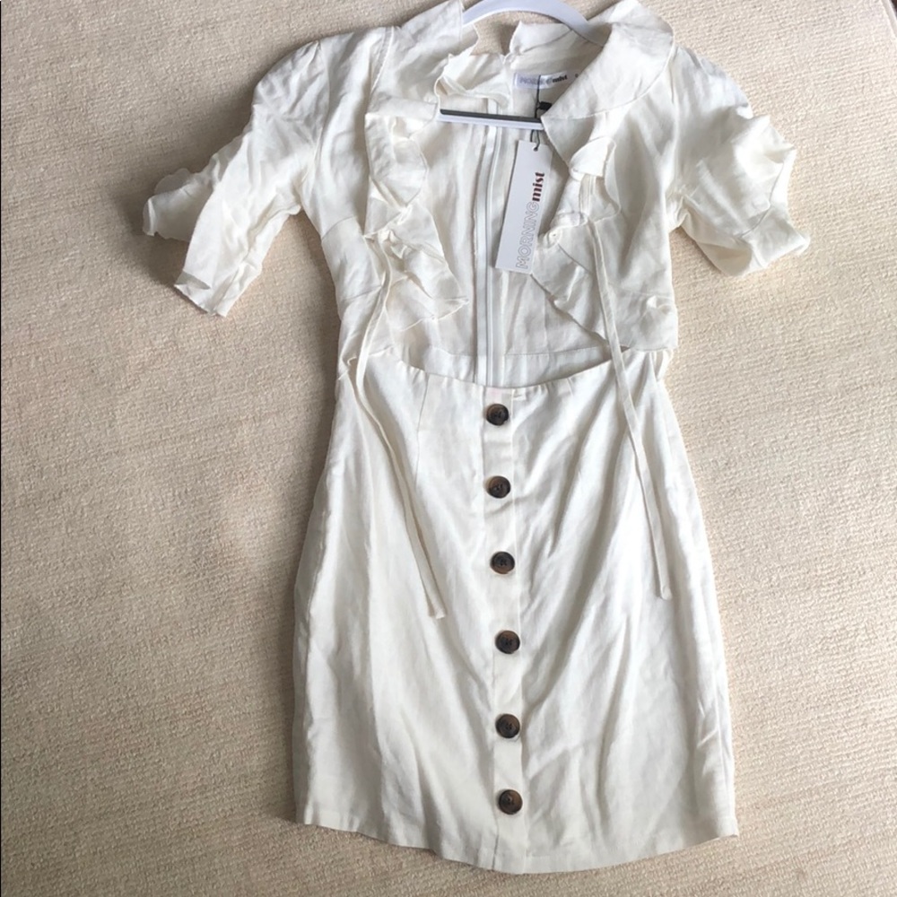 Peppermayo morning mist tie front dress